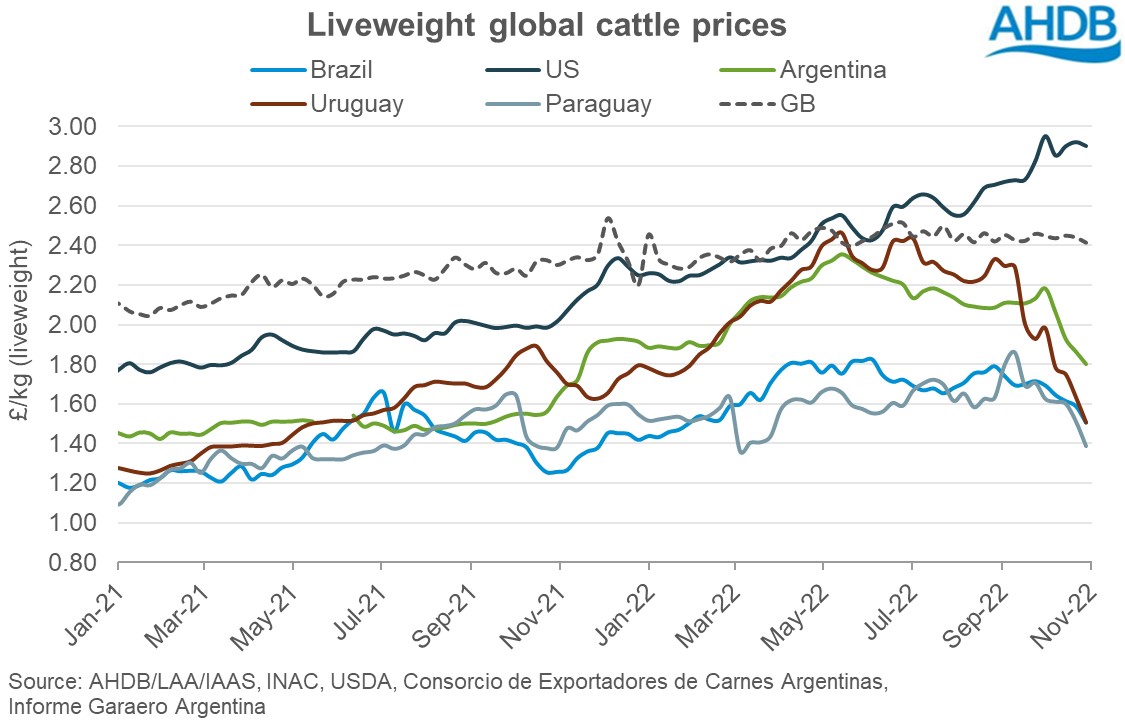 Global cattle prices AHDB